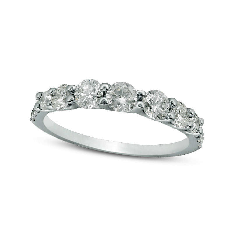 Image of ID 1 10 CT TW Natural Diamond Graduated Anniversary Band in Solid 14K White Gold