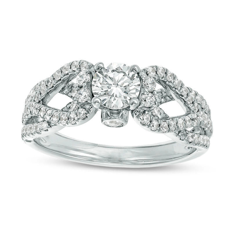 Image of ID 1 10 CT TW Natural Diamond Heart Sides Engagement Ring in Solid 14K White Gold
