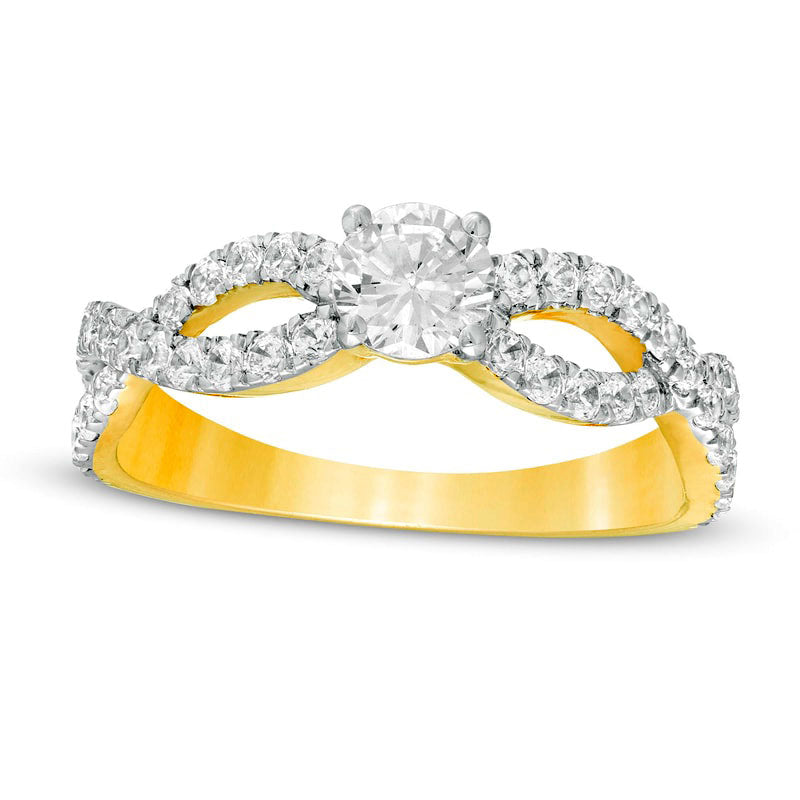 Image of ID 1 10 CT TW Natural Diamond Infinity Twist Shank Engagement Ring in Solid 10K Yellow Gold