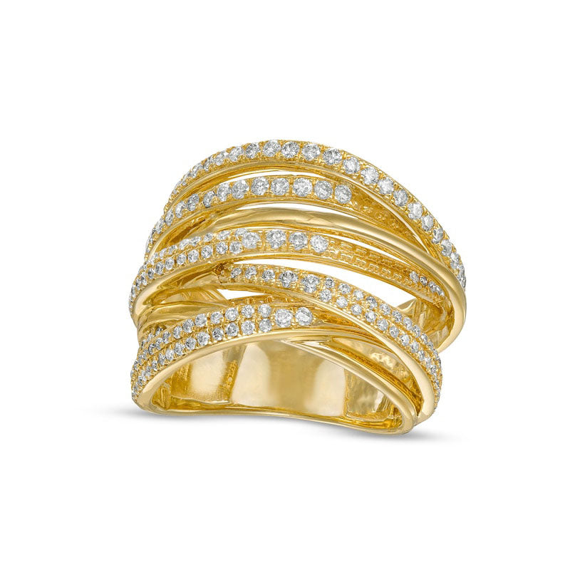 Image of ID 1 10 CT TW Natural Diamond Layered Orbit Ring in Solid 10K Yellow Gold