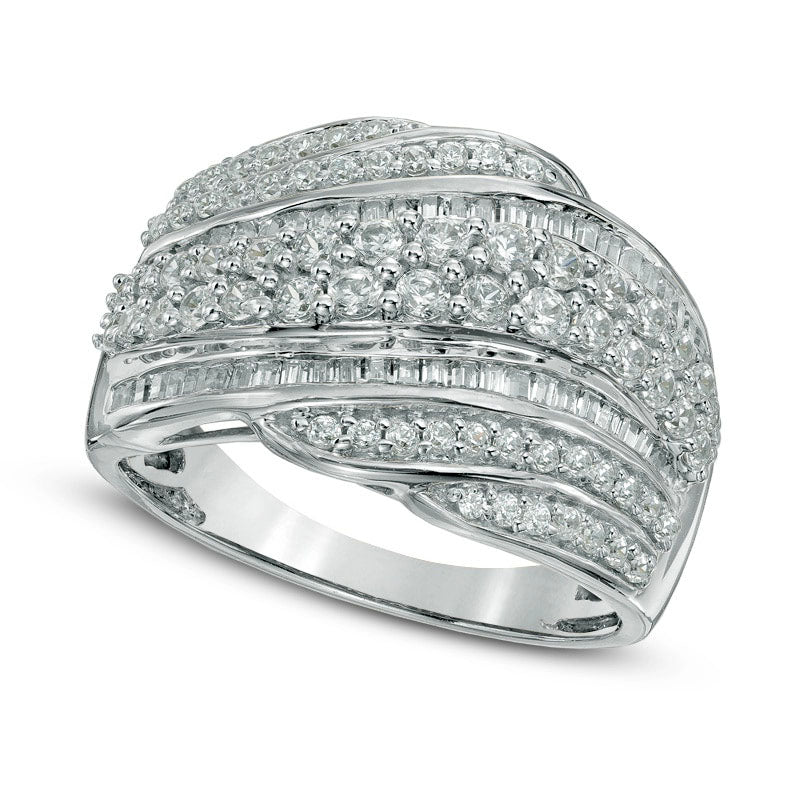 Image of ID 1 10 CT TW Natural Diamond Layered Wave Band in Solid 10K White Gold