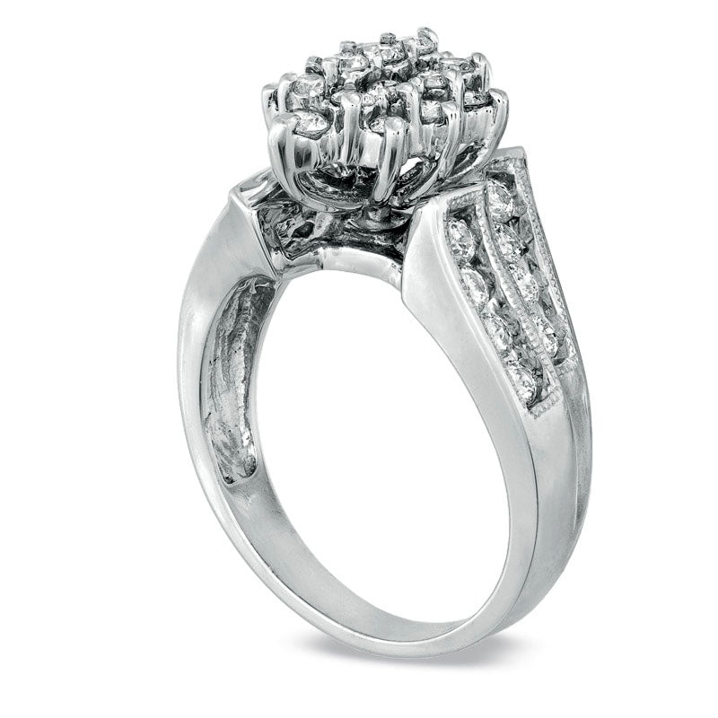 Image of ID 1 10 CT TW Natural Diamond Marquise Cluster Engagement Ring in Solid 10K White Gold