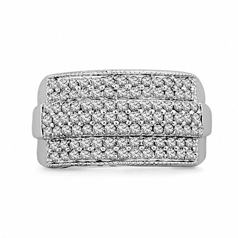 Image of ID 1 10 CT TW Natural Diamond Multi-Row Band in Solid 10K White Gold