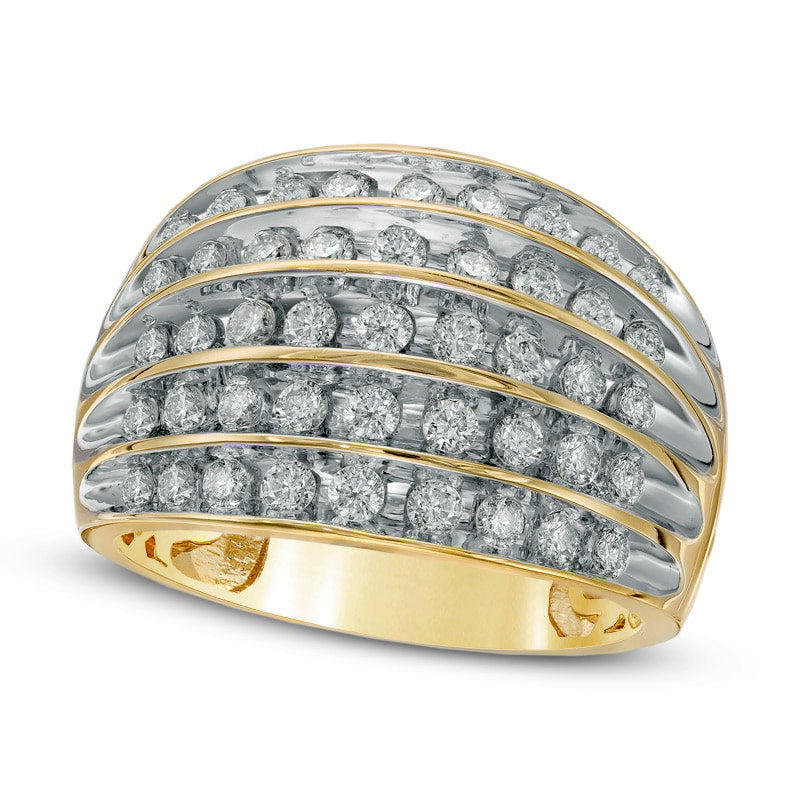 Image of ID 1 10 CT TW Natural Diamond Multi-Row Dome Ring in Solid 14K Gold