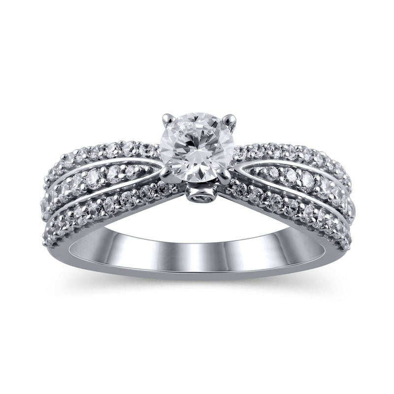 Image of ID 1 10 CT TW Natural Diamond Multi-Row Engagement Ring in Solid 14K White Gold