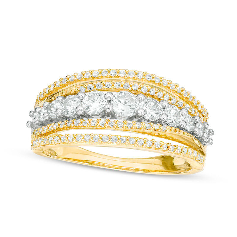 Image of ID 1 10 CT TW Natural Diamond Multi-Row Split Shank Band in Solid 14K Gold