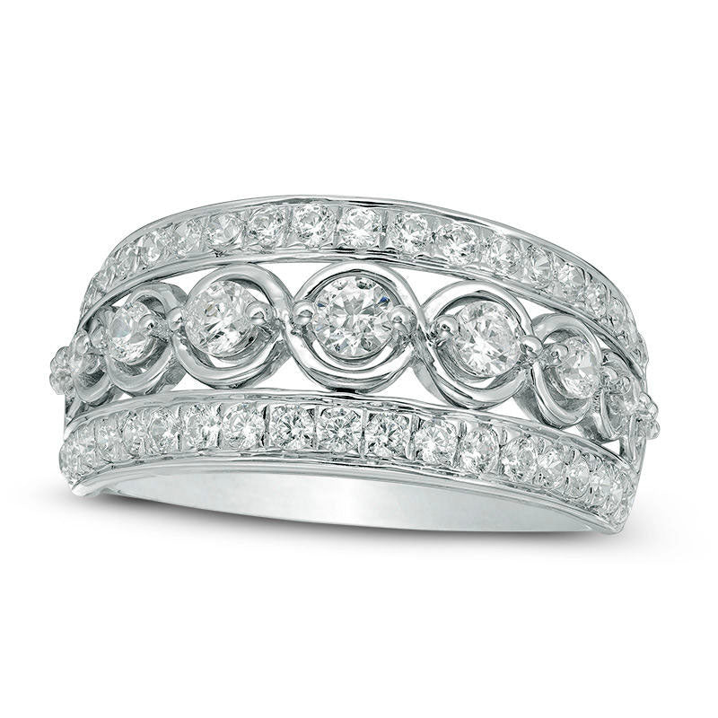 Image of ID 1 10 CT TW Natural Diamond Nine Stone Anniversary Band in Solid 14K White Gold