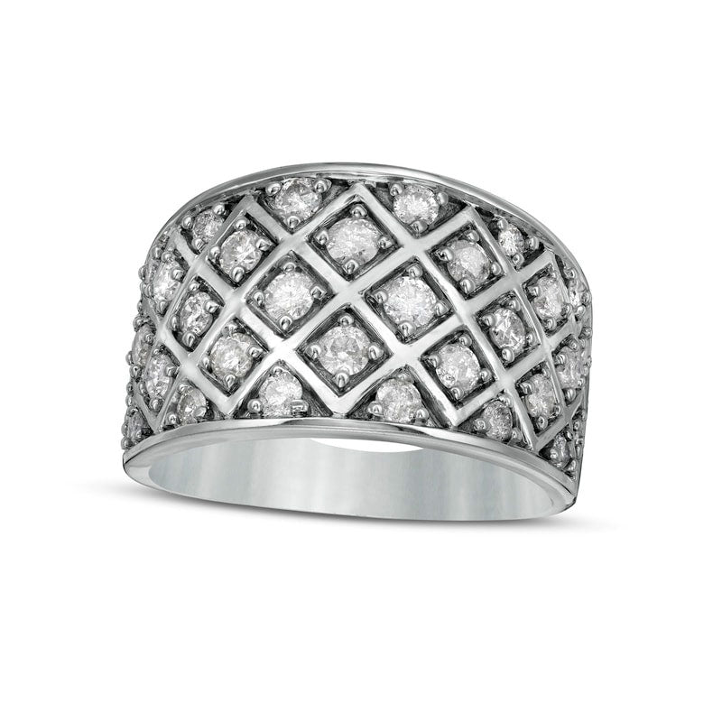 Image of ID 1 10 CT TW Natural Diamond Quilt Anniversary Band in Sterling Silver
