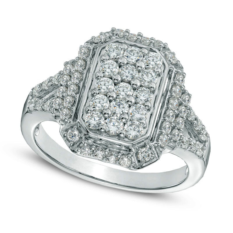 Image of ID 1 10 CT TW Natural Diamond Rectangular Cluster Ring in Solid 10K White Gold