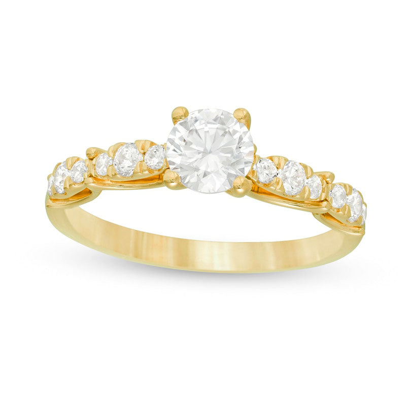 Image of ID 1 10 CT TW Natural Diamond Scalloped Shank Engagement Ring in Solid 14K Gold