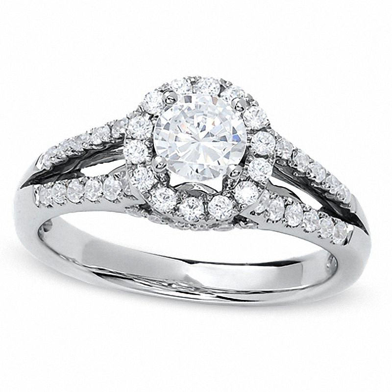 Image of ID 1 10 CT TW Natural Diamond Split Shank Engagement Ring in Solid 14K White Gold