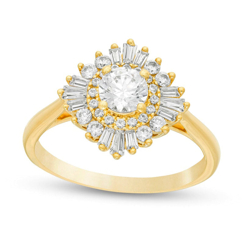 Image of ID 1 10 CT TW Natural Diamond Starburst Frame Engagement Ring in Solid 14K Gold