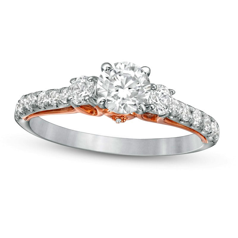 Image of ID 1 10 CT TW Natural Diamond Three Stone Engagement Ring in Solid 10K Two-Tone Gold