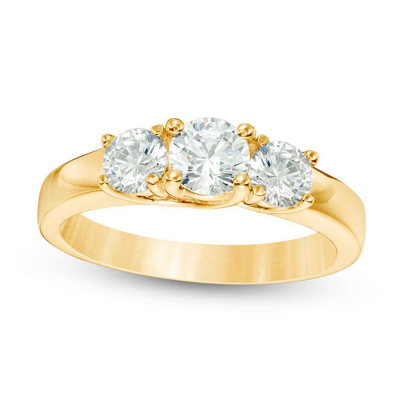 Image of ID 1 10 CT TW Natural Diamond Three Stone Engagement Ring in Solid 14K Gold