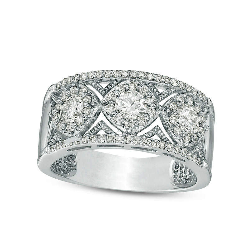 Image of ID 1 10 CT TW Natural Diamond Tilted Cushion Frame Antique Vintage-Style Band in Solid 10K White Gold