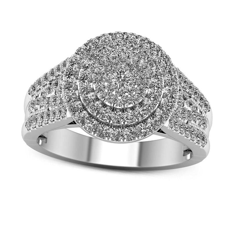 Image of ID 1 10 CT TW Natural Diamond Triple Frame Antique Vintage-Style Ring in Solid 10K White Gold