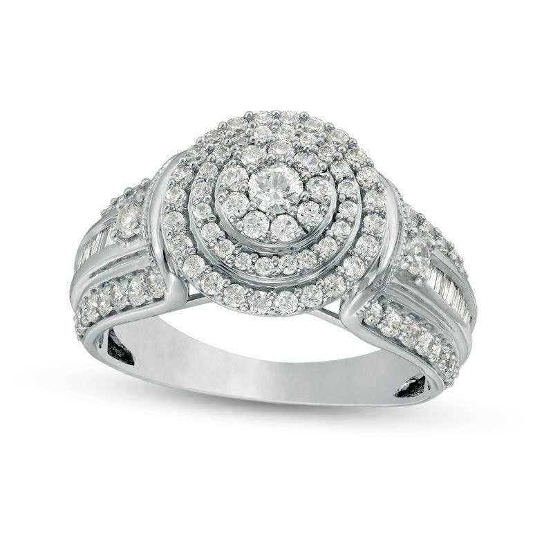 Image of ID 1 10 CT TW Natural Diamond Triple Frame Collar Antique Vintage-Style Engagement Ring in Solid 10K White Gold