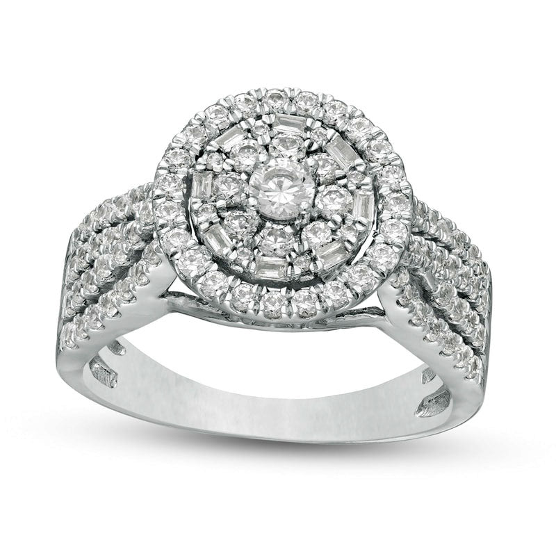 Image of ID 1 10 CT TW Natural Diamond Triple Frame Multi-Row Engagement Ring in Solid 10K White Gold