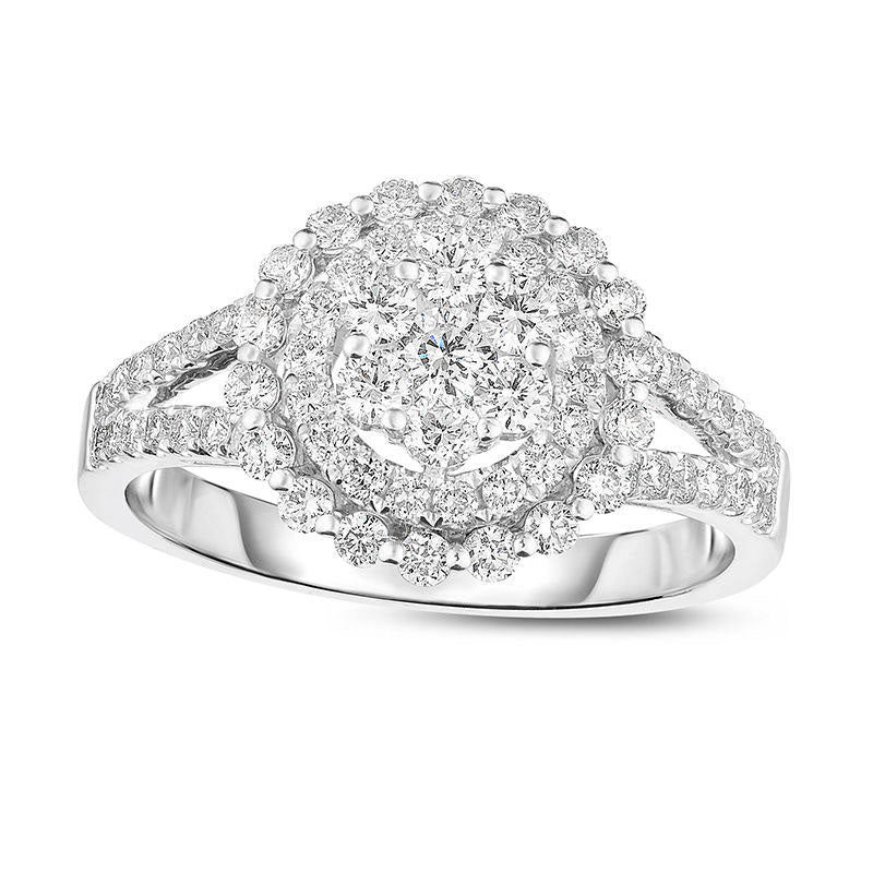 Image of ID 1 10 CT TW Natural Diamond Triple Frame Ring in Solid 14K White Gold