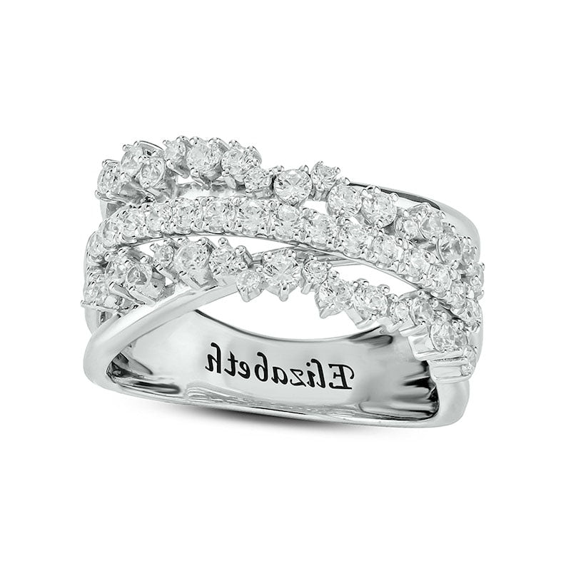 Image of ID 1 10 CT TW Natural Diamond Triple Row Engravable Orbit Ring in Solid 10K White Gold (1 Line)