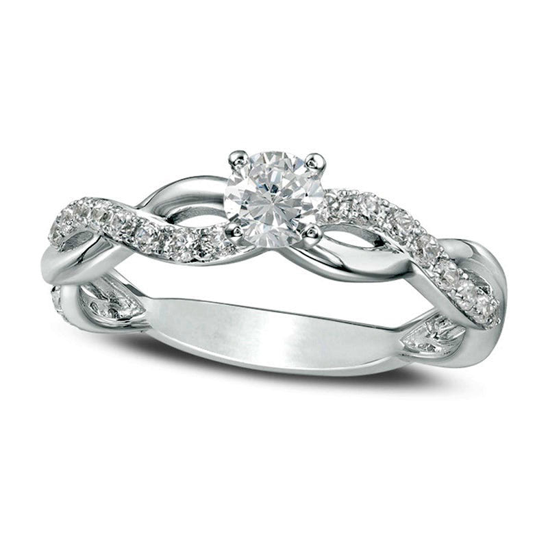 Image of ID 1 10 CT TW Natural Diamond Twist Engagement Ring in Solid 14K White Gold