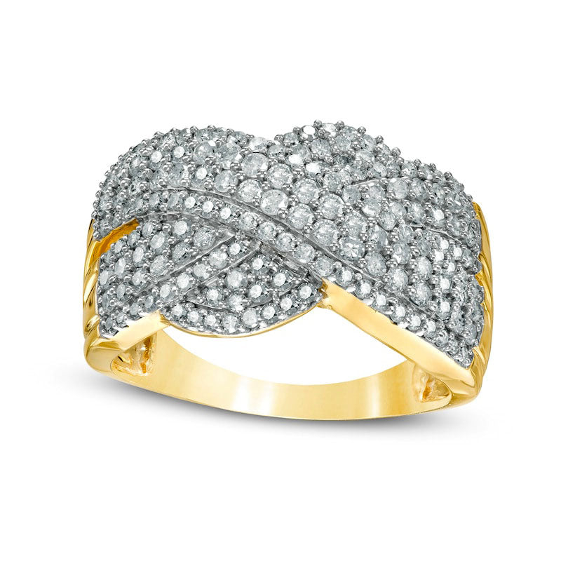 Image of ID 1 10 CT TW Natural Diamond Twist Shank Crossover Ring in Solid 10K Yellow Gold