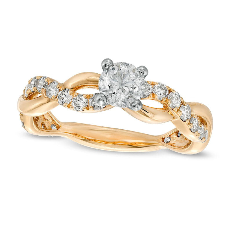 Image of ID 1 10 CT TW Natural Diamond Twist Shank Engagement Ring in Solid 14K Gold