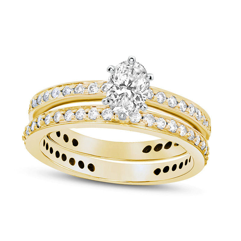 Image of ID 1 10 CT TW Oval Natural Diamond Bridal Engagement Ring Set in Solid 14K Gold (J/SI2)