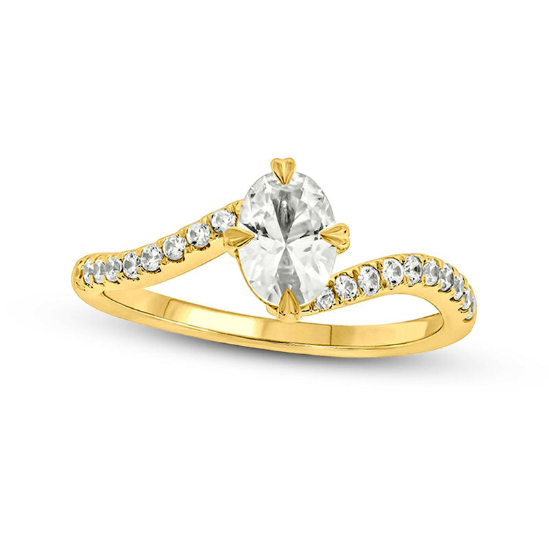 Image of ID 1 10 CT TW Oval Natural Diamond Bypass Engagement Ring in Solid 14K Gold (I/I2)