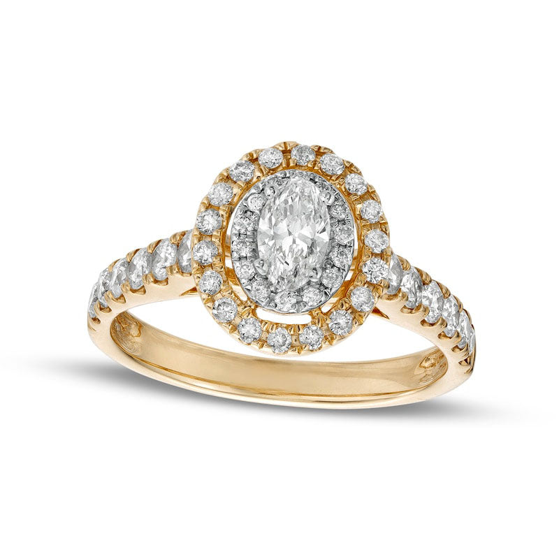 Image of ID 1 10 CT TW Oval Natural Diamond Double Frame Engagement Ring in Solid 14K Gold (I/I1)