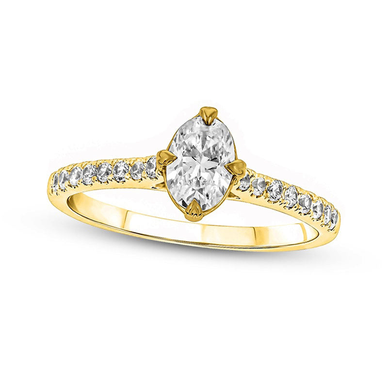 Image of ID 1 10 CT TW Oval Natural Diamond Engagement Ring in Solid 14K Gold (I/I2)