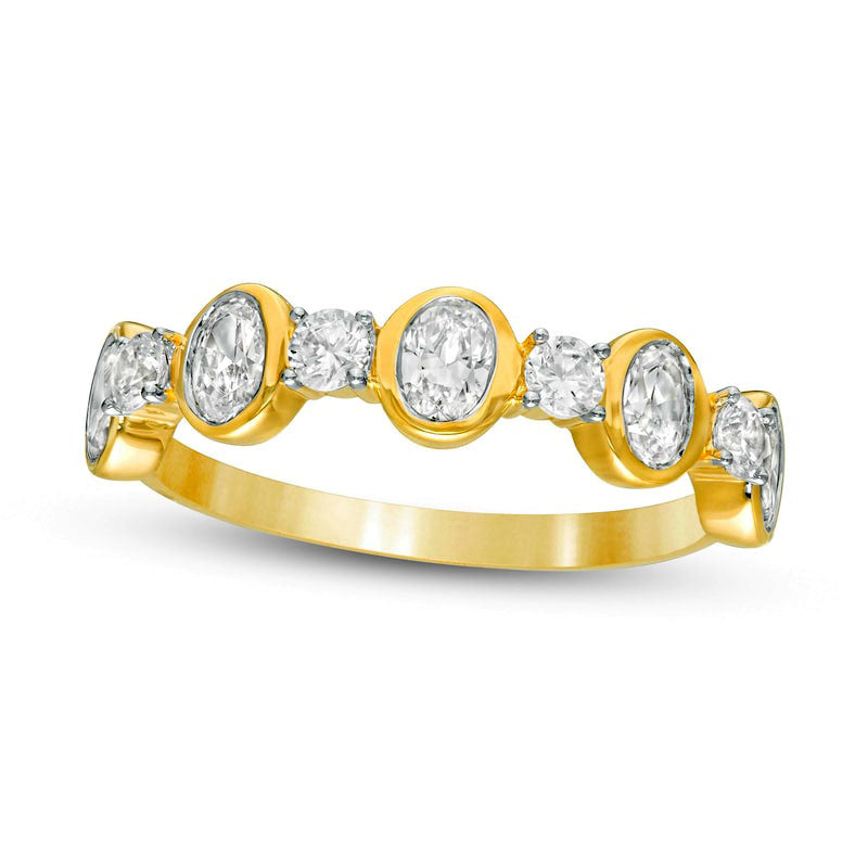 Image of ID 1 10 CT TW Oval and Round Natural Diamond Alternating Ring in Solid 14K Gold