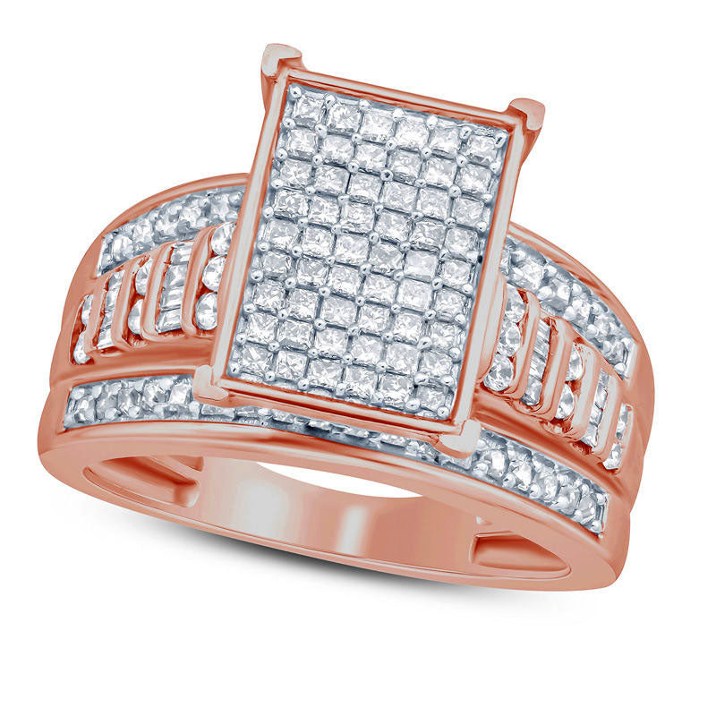 Image of ID 1 10 CT TW Princess-Cut Composite Natural Diamond Rectangle Ring in Solid 10K Rose Gold