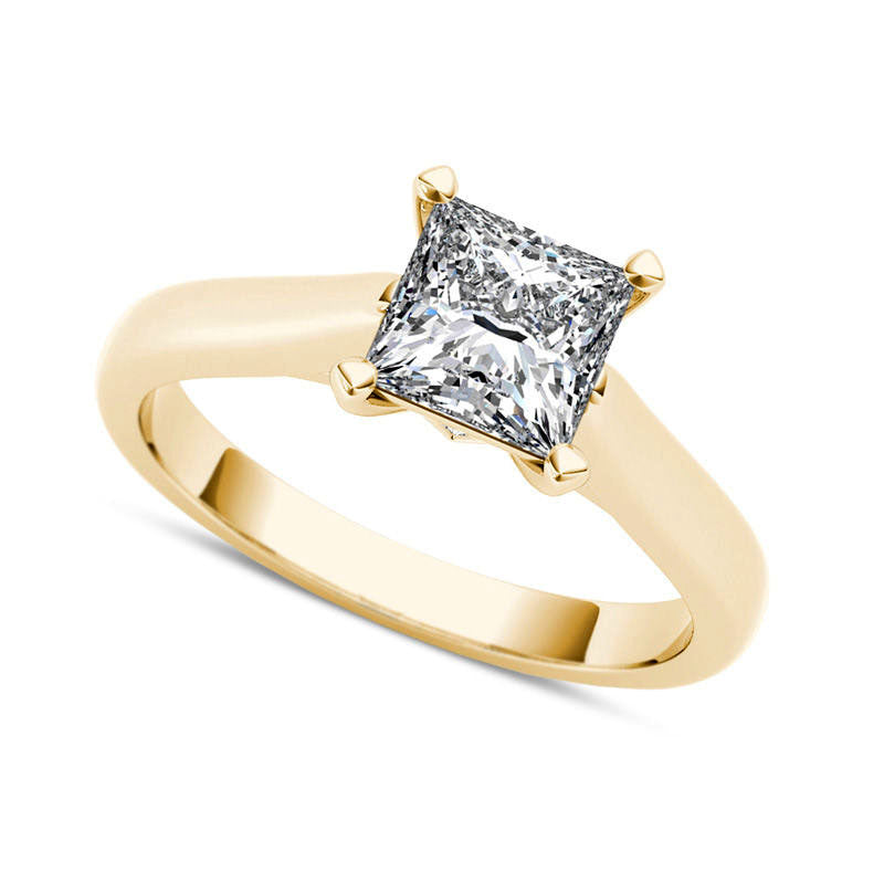 Image of ID 1 10 CT TW Princess-Cut Natural Clarity Enhanced Diamond Solitaire Engagement Ring in Solid 14K Gold (I/I1)