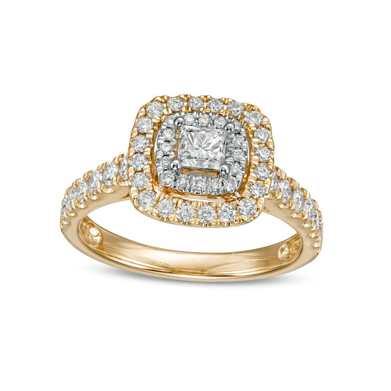 Image of ID 1 10 CT TW Princess-Cut Natural Diamond Double Frame Engagement Ring in Solid 14K Gold (I/I2)