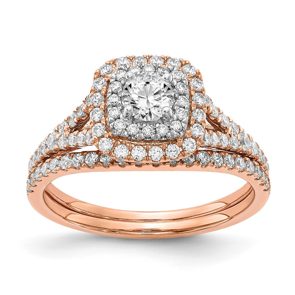Image of ID 1 10 Ct Natural Diamond Halo Infinity Bridal Engagement Ring Set in 14K Rose Gold