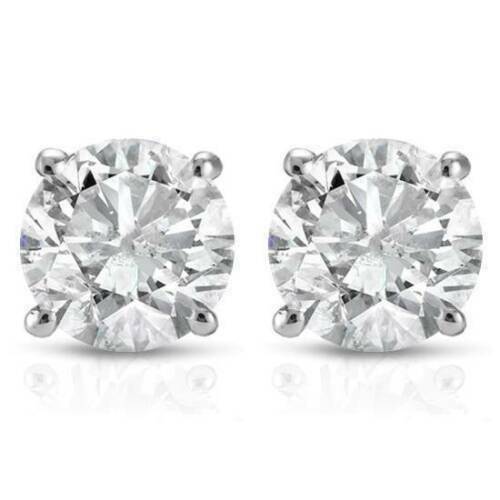Image of ID 1 10 Ct Round Brilliant Cut Natural Clarity Enhanced Diamond Stud Earrings In 14K Gold