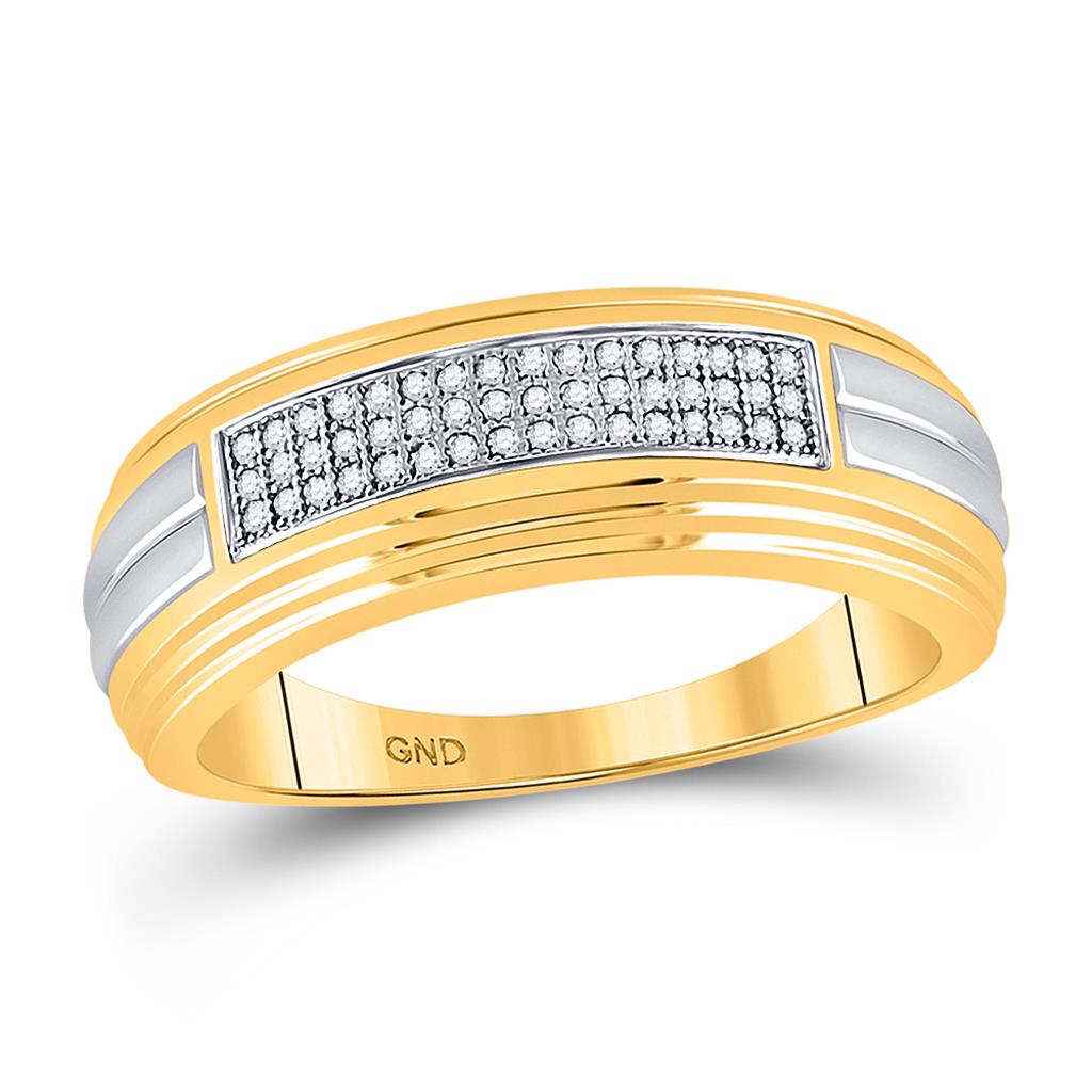 Image of ID 1 10k Two-tone Gold Round Diamond Pave Band Ring 1/6 Cttw