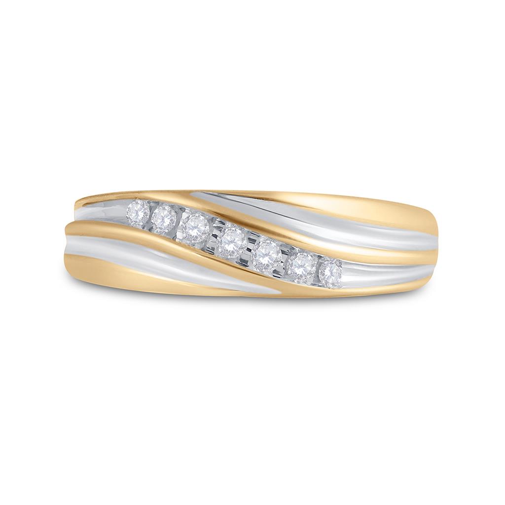Image of ID 1 10k Two-tone Gold Round Diamond Wedding Band Ring 1/6 Cttw