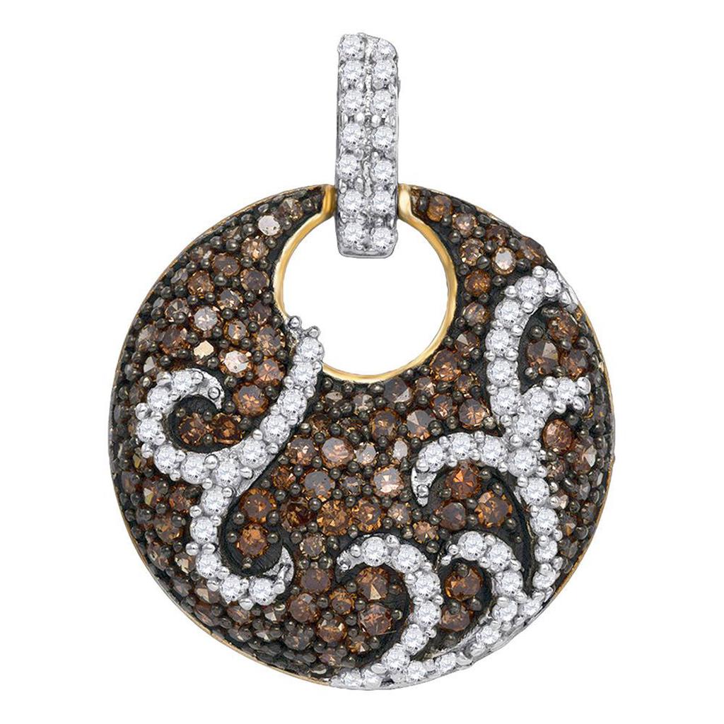 Image of ID 1 10k Yellow Gold Brown Round Cluster Diamond Pendant