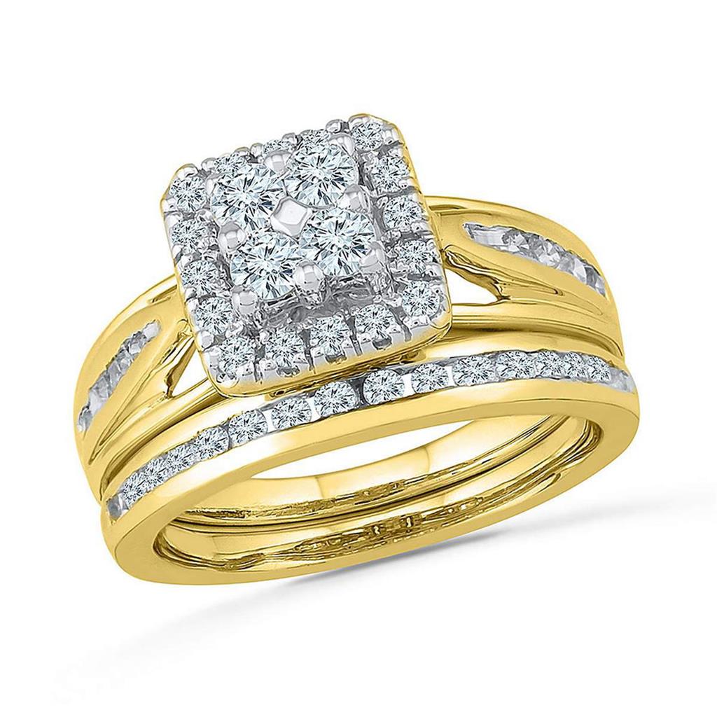 Image of ID 1 10k Yellow Gold Diamond Bridal Wedding Ring Set 1 Cttw