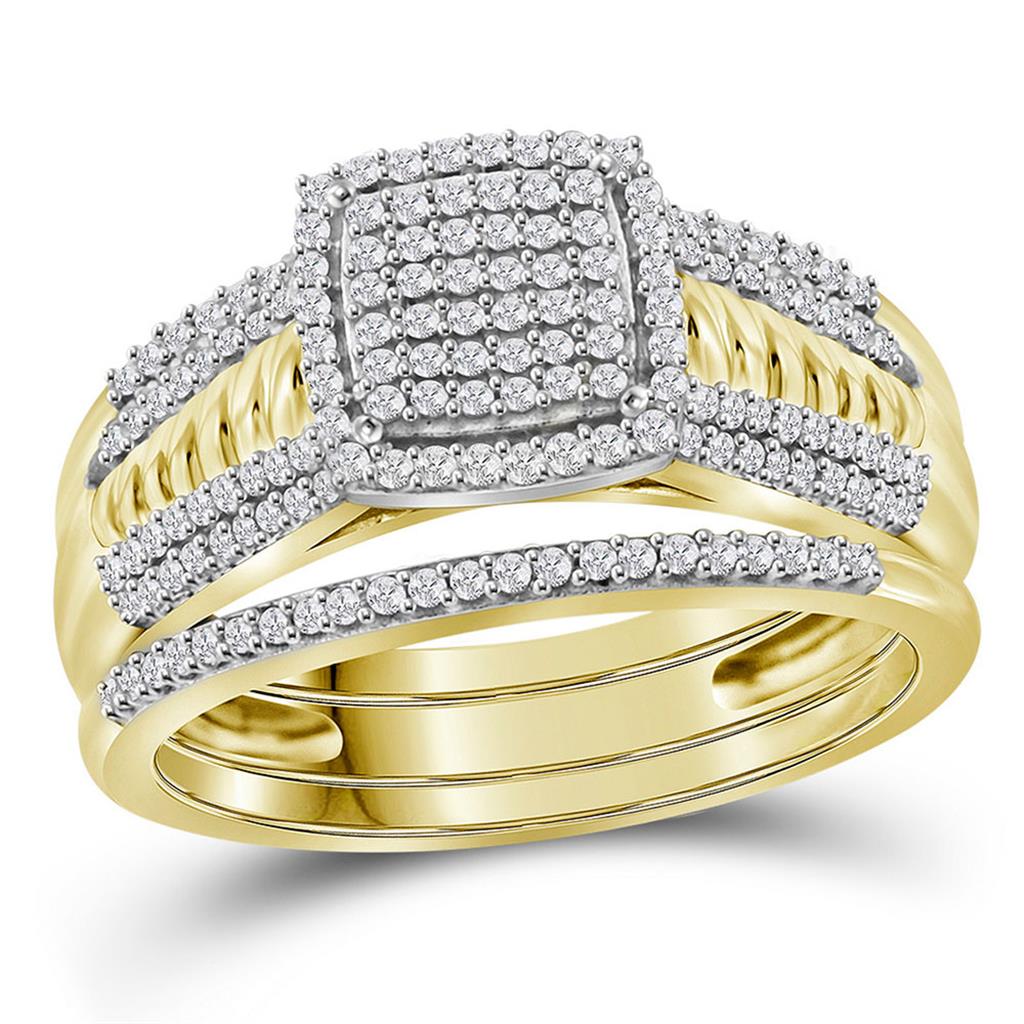 Image of ID 1 10k Yellow Gold Diamond Bridal Wedding Ring Set 3/8 Cttw