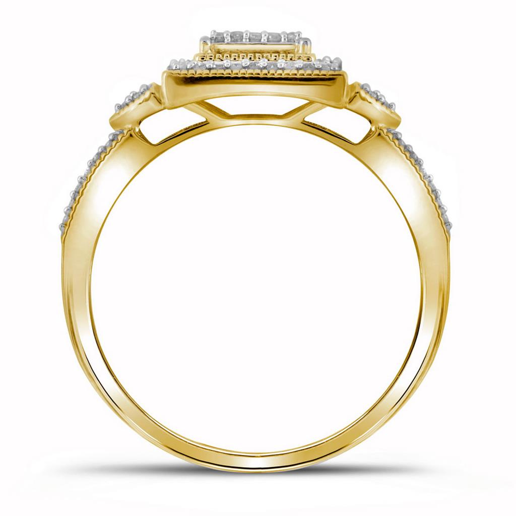 Image of ID 1 10k Yellow Gold Diamond Square 3-Piece Bridal Wedding Ring Set 1/3 Cttw