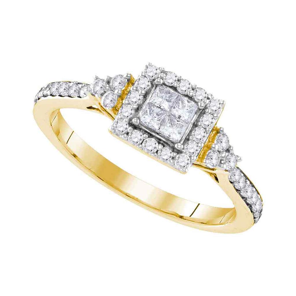 Image of ID 1 10k Yellow Gold Princess Diamond Square Frame Cluster Ring 1/2 Cttw