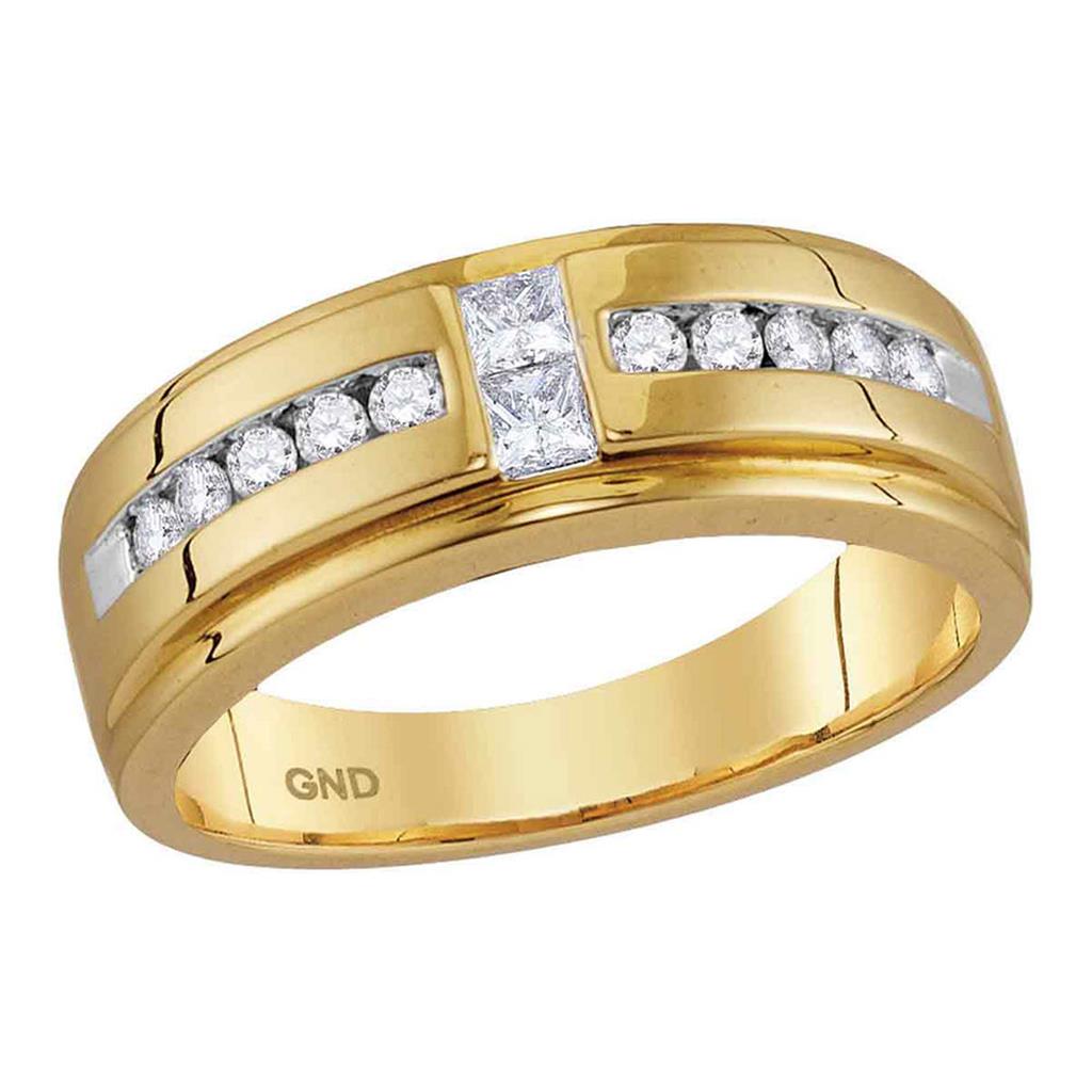 Image of ID 1 10k Yellow Gold Princess Diamond Wedding 2-Stone Band Ring 1/2 Cttw