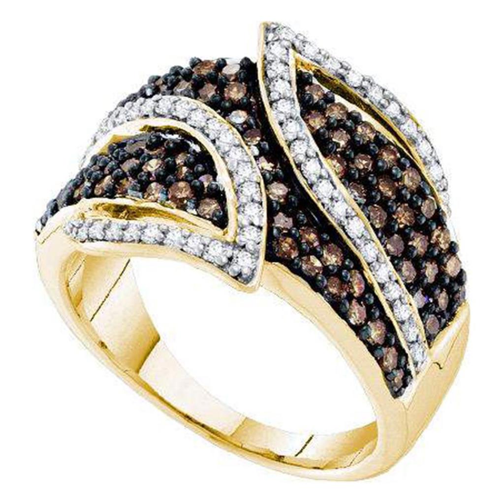 Image of ID 1 10k Yellow Gold Round Brown Diamond Fashion Ring 1 Cttw
