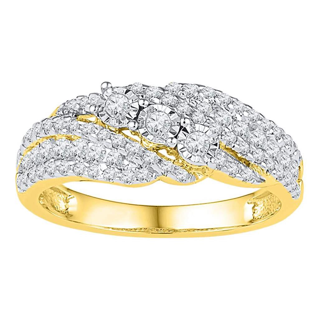 Image of ID 1 10k Yellow Gold Round Diamond 3-stone Ring 1/2 Cttw