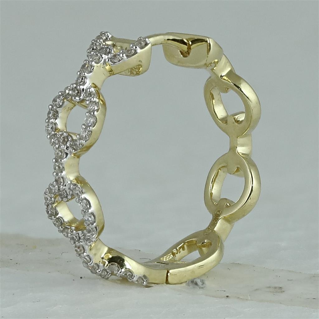 Image of ID 1 10k Yellow Gold Round Diamond Cable Link Hoop Earrings 1/3 Cttw