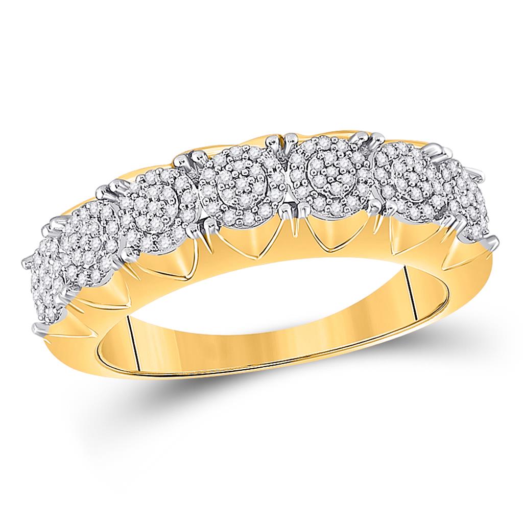 Image of ID 1 10k Yellow Gold Round Diamond Cluster Band Ring 1/3 Cttw