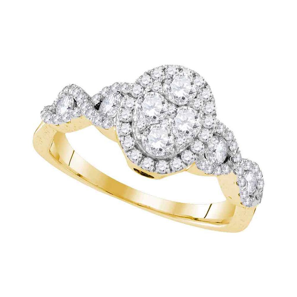 Image of ID 1 10k Yellow Gold Round Diamond Cluster Bridal Engagement Ring 1 Cttw